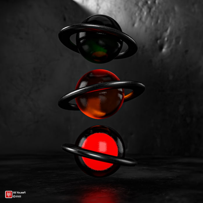 طرح خلاقانه چراغ راهنمایی رندر شده در ادوبی دیمنشن