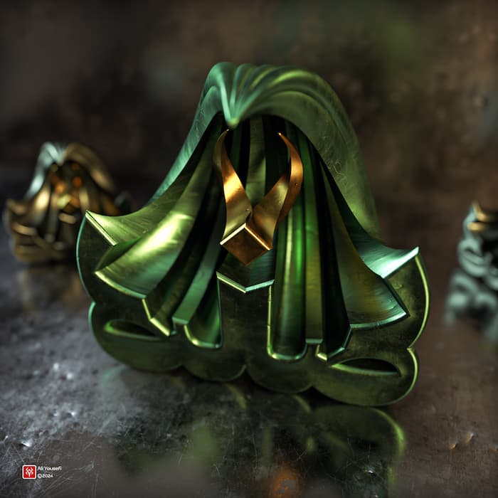 تایپوگرافی مذهبی سه بعدی امام رضا(ع) | رندر نمای بالا