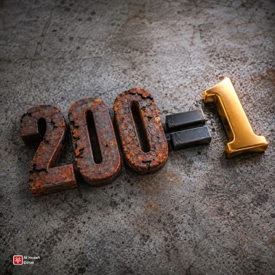 طرح گرافیکی خلاقانه، 200 تومان با متریال فلز رنگ زده در برابر 1 دلار امریکا با متریال طلایی!