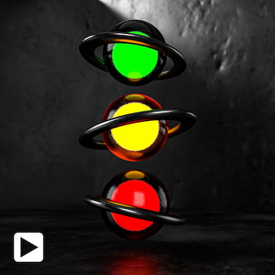 طرح خلاقانه چراغ راهنمایی سه‌بعدی رندر شده در ادوبی دیمنشن