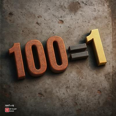 طرح گرافیکی خلاقانه، 100 تومان با متریال فلز رنگ زده در برابر 1 دلار امریکا با متریال طلایی!