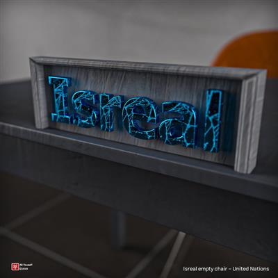 رندر سه‌بعدی مفهومی سیاسی از ترک جایگاه اسرائیل در سازمان ملل | بی ریشه ها جایی در سازمان ملل ندارند