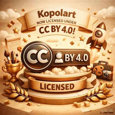 طرح گرافیکی با تم طلایی رنگ برای دریافت لایسنس CC BY 4.0 برای آثار گرافیکی کپل آرت | Kopolart