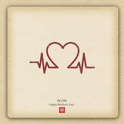 طرح گرافیکی تایپوگرافی حرف M و ترکیب با قلب و ضربان به مناسبت روز مادر