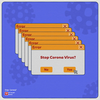 آرت ورک مفهومی اوج گیری دوباره کرونا و عاجزی انسان در مقابله با آن