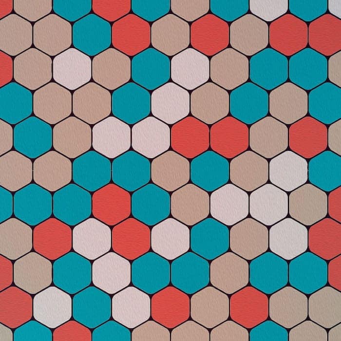 والپیپر فانتزی دخترانه موزاییکی با تم سبزآبی و نارنجی