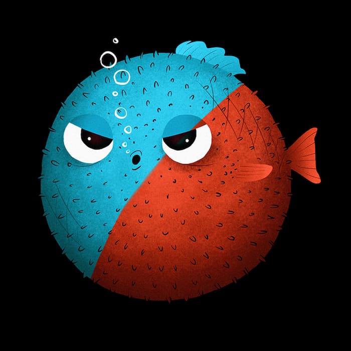 والپیپر کیوت و بامزه ماهی بادکنکی قرمز با تم کارتونی و دارک به همراه عکس پروفایل