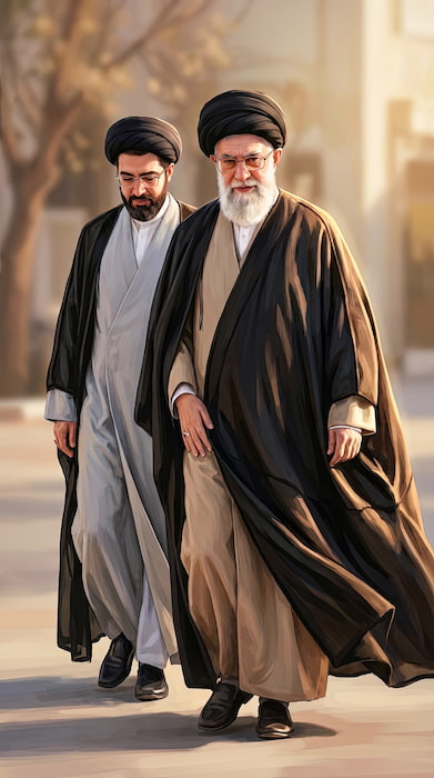 والپیپر امام شهید و فرزندش مجتبی خامنهای با کیفیت 4k برای موبایل