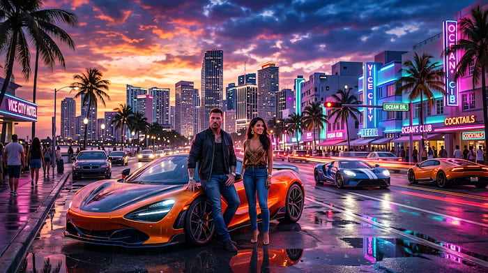 والپیپر خاص شهر Vice City بازی GTA 6 برای کامپیوتر با کیفیت 4K
