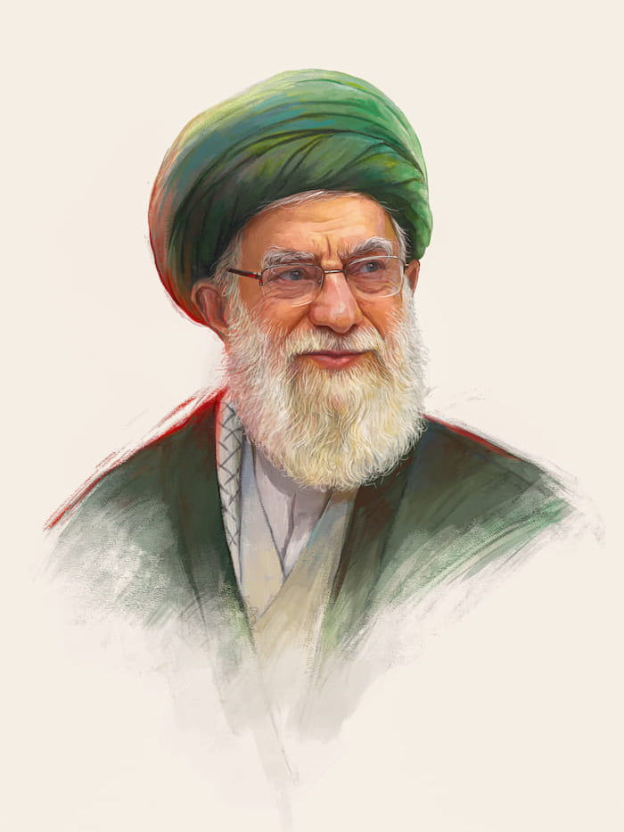 والپیپر مینیمال امام خامنهای با کیفیت 4k و تم نقاشی برای موبایل