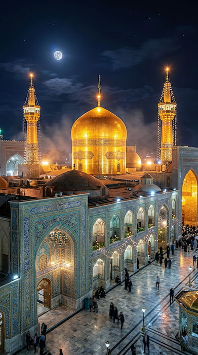 والپیپر حرم امام رضا (ع) در شب با کیفیت 4k برای موبایل
