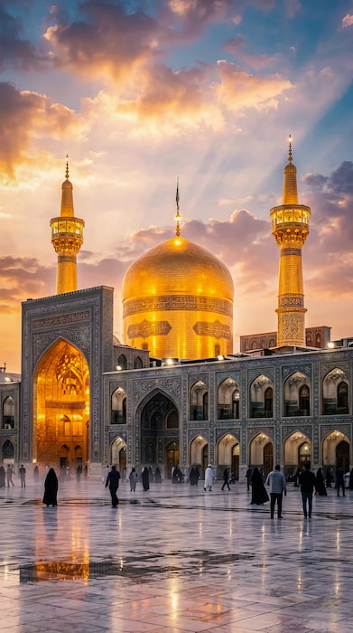 والپیپر گنبد طلای امام رضا با کیفیت 4k برای موبایل