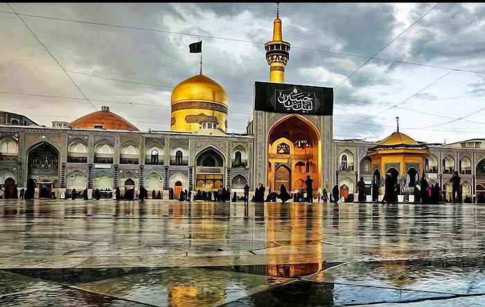 والپیپر حرم امام رضا (ع) با رنگ روغن با کیفیت 4k برای دسکتاپ