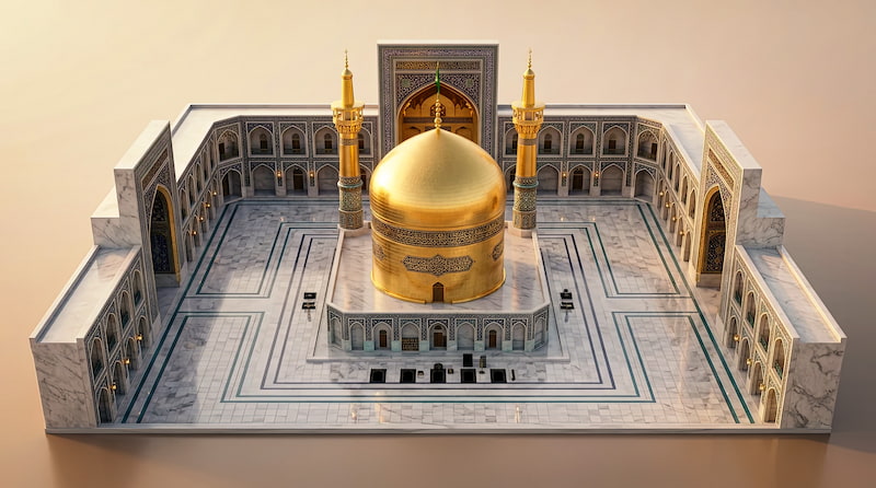 والپیپر مینیمال سه بعدی از حرم امام رضا (ع) با کیفیت 4k برای دسکتاپ