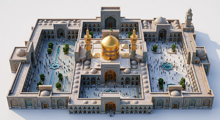 والپیپر سه بعدی مینیمال از حرم امام رضا (ع) با کیفیت 4k برای دسکتاپ