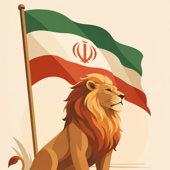 عکس زیبای پرچم ایران با شیر برای پروفایل با تم نقاشی