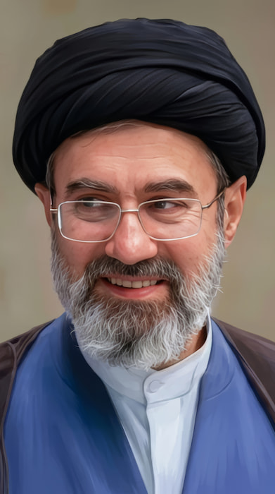 بکگراند آقا سید مجتبی خامنهای با خنده با کیفیت 4k برای موبایل