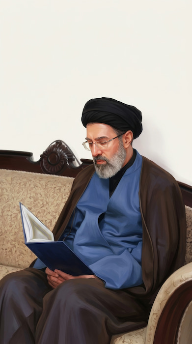 والپیپر مجتبی خامنهای در حال خواندن قرآن با کیفیت 4k برای موبایل