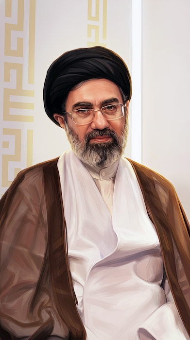 والپیپر ساده امام مجتبی خامنهای با تم نقاشی برای موبایل با کیفیت 4k