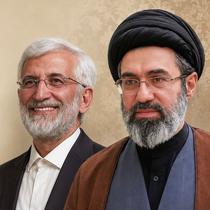 تصویر سید مجتبی حسینی خامنه‌ای در کنار سعید جلیلی