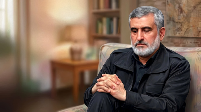 والپیپر شهید حاجی زاده فرمانده پیشین هوافضا سپاه با لباس مشکی با کیفیت 4k برای کامپیوتر