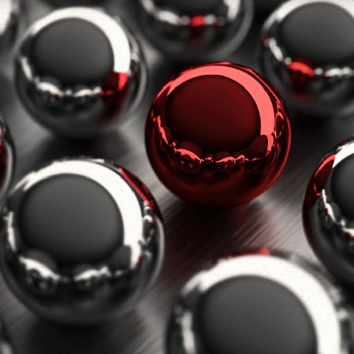 والپیپر خفن سه بعدی گوی قرمز با متریال فلز، تم تیره