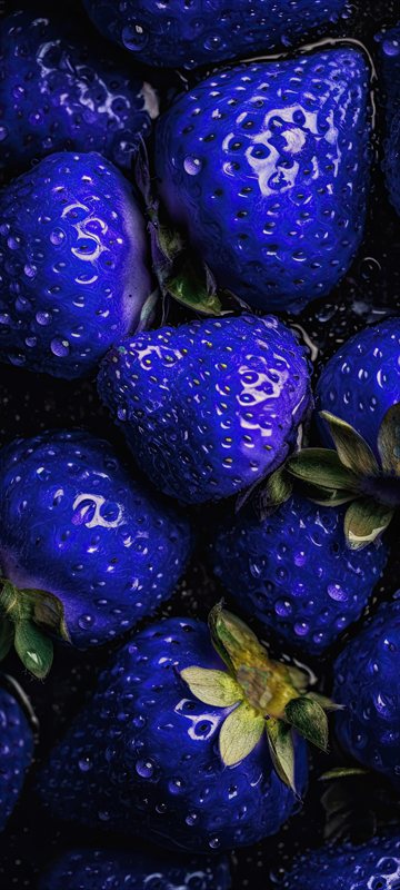 والپیپر توت فرنگی تم آبی برای موبایل (8K)