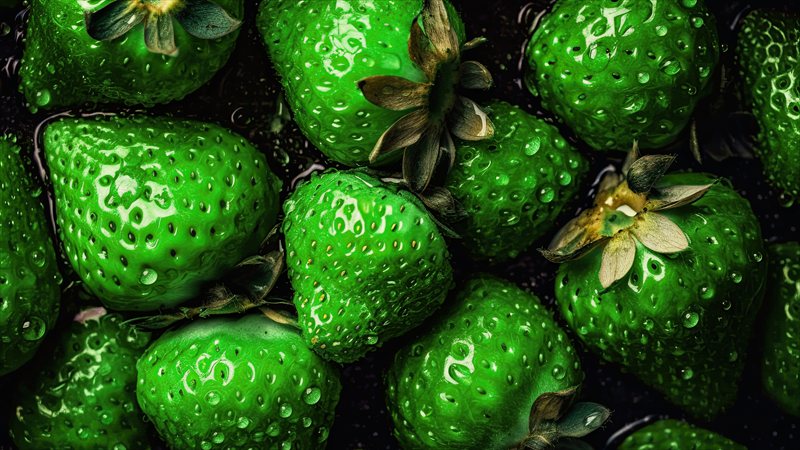 والپیپر توت فرنگی تم سبز برای کامپیوتر (8K)