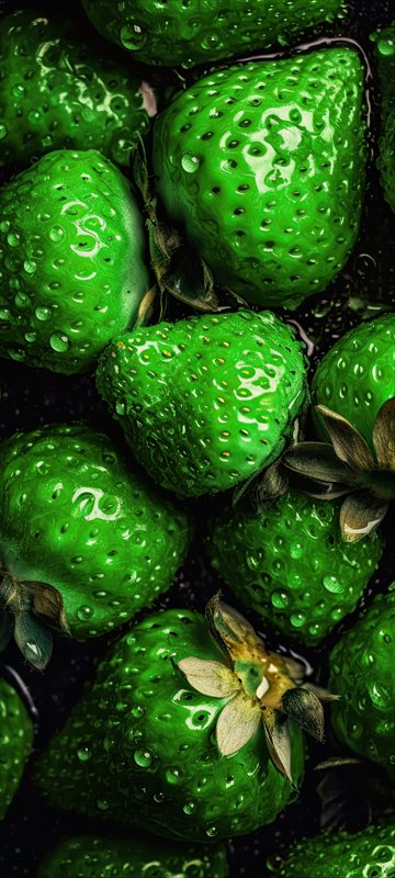 والپیپر توت فرنگی تم سبز برای موبایل (8K)