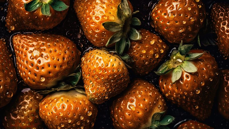 والپیپر توت فرنگی تم نارنجی برای کامپیوتر (8K)