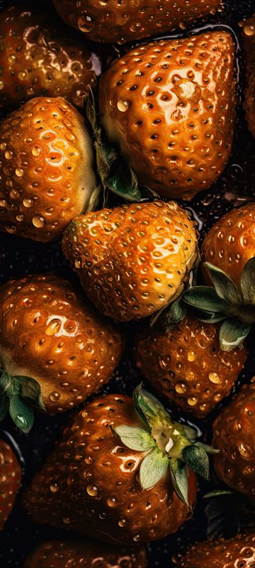 والپیپر توت فرنگی تم نارنجی برای موبایل (8K)