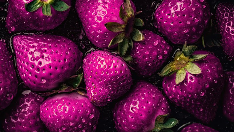 والپیپر توت فرنگی تم بنفش برای کامپیوتر (8K)