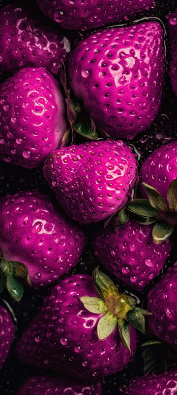 والپیپر توت فرنگی تم بنفش برای موبایل (8K)