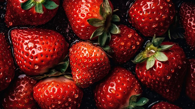 والپیپر توت فرنگی تم قرمز برای کامپیوتر (8K)