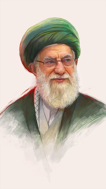 والپیپر مینیمال امام خامنه‌ای (ره) با تم نقاشی برای موبایل