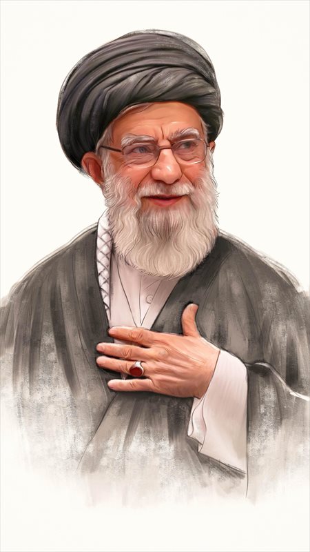والپیپر امام خامنه‌ای (ره) با تم نقاشی برای موبایل