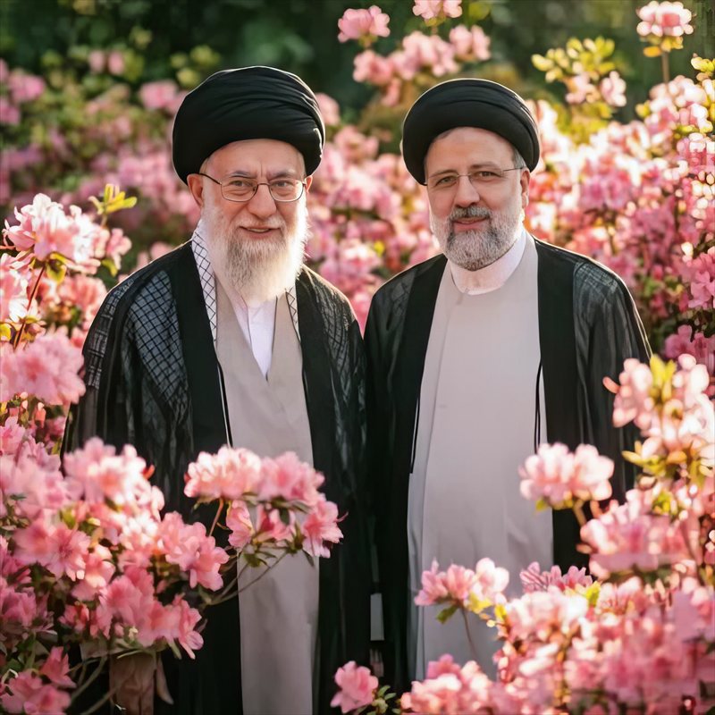 عکس پروفایل شهید رئیسی و شهید خامنه‌ای در بهشت