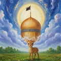 والپیپر هنری گنبد حرم امام رضا (ع) و آهو