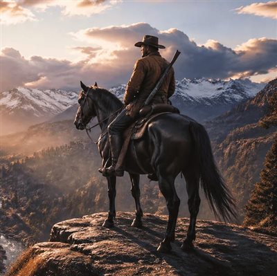 والپیپر آرتور مورگان در بازی Red Dead Redemption 2 | غروب خورشید زیبا در بازی رد دد ریدمپشن 2