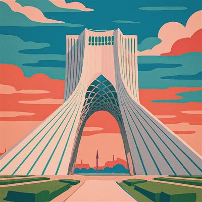 والپیپر میدان آزادی (شهیاد)، طرح نقاشی مینیمال، کیفیت 2K، مناسب موبایل و دسکتاپ