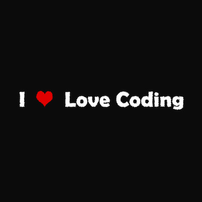 پس زمینه مینیمال برنامه‌نویسی I Love Coding با تم مشکی